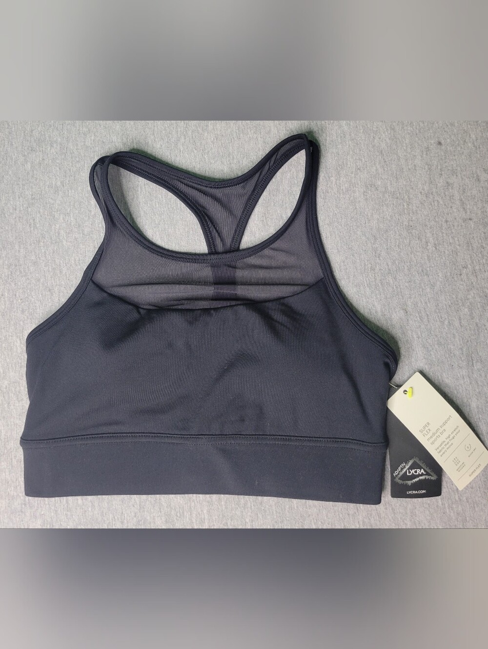 Small Racerback Sport Bra Sheer Back Panel Super Flex Small Lycra Medium Support